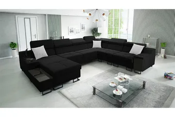 Galbally 5-sits Hörnsoffa NO_BRAND Black - Möbler - Soffa - Bäddsoffa - Bäddsoffa längsbäddad