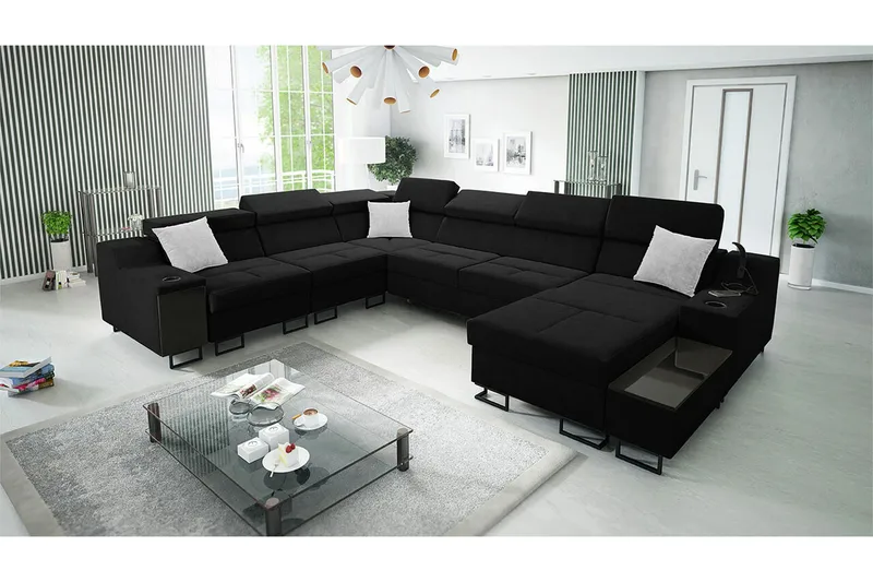 Galbally 5-sits Hörnsoffa NO_BRAND Black - Möbler - Soffa - Hörnsoffa