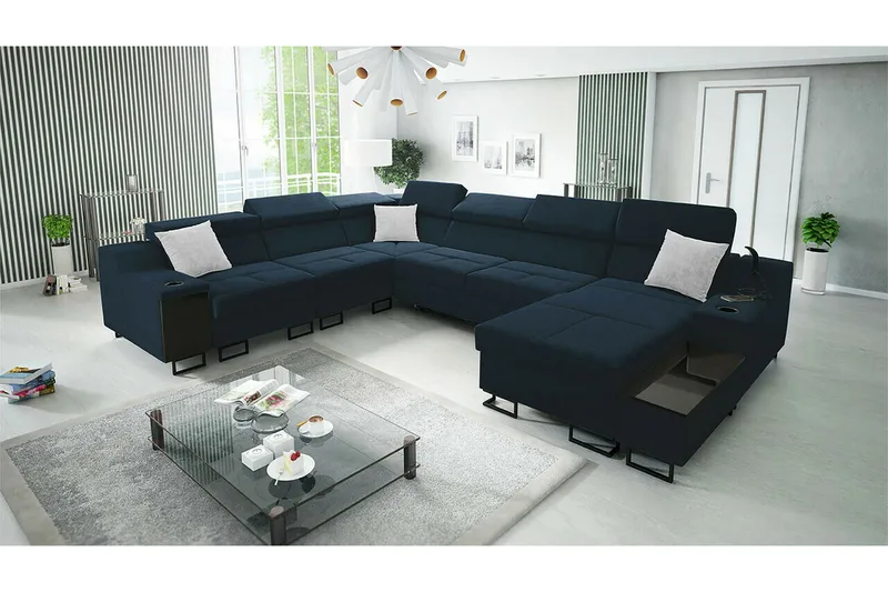 Galbally 5-sits Hörnsoffa NO_BRAND Dark blue - Möbler - Soffa - Hörnsoffa