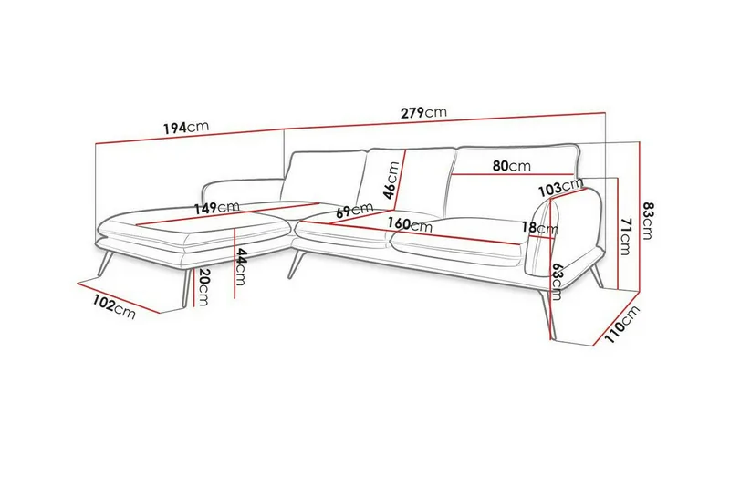 Graystone 3-sits Hörnsoffa Dark grey - Möbler - Soffa - Hörnsoffa