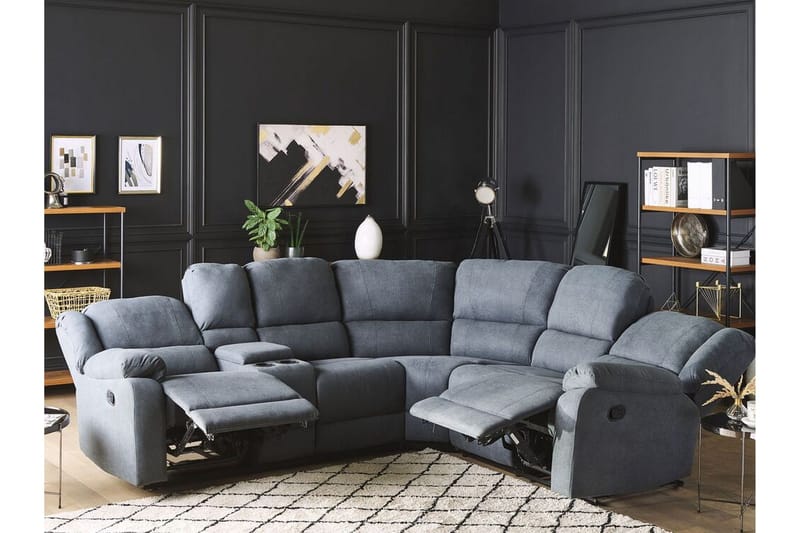 Hörnsoffa 5-sits justerbar grå ROKKE - Grå - Möbler - Soffa - Biosoffa & reclinersoffa