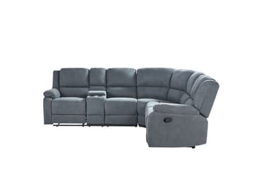 Hörnsoffa 5-sits justerbar grå ROKKE - Grå - Möbler - Soffa - Biosoffa & reclinersoffa