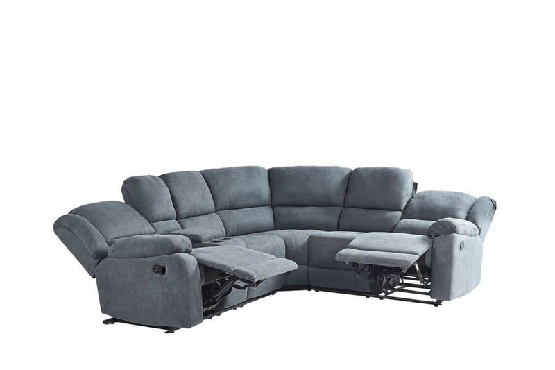 Hörnsoffa 5-sits justerbar grå ROKKE - Grå - Möbler - Soffa - Biosoffa & reclinersoffa