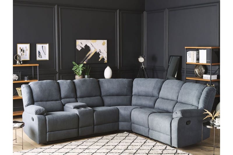Hörnsoffa 5-sits justerbar grå ROKKE - Grå - Möbler - Soffa - Biosoffa & reclinersoffa