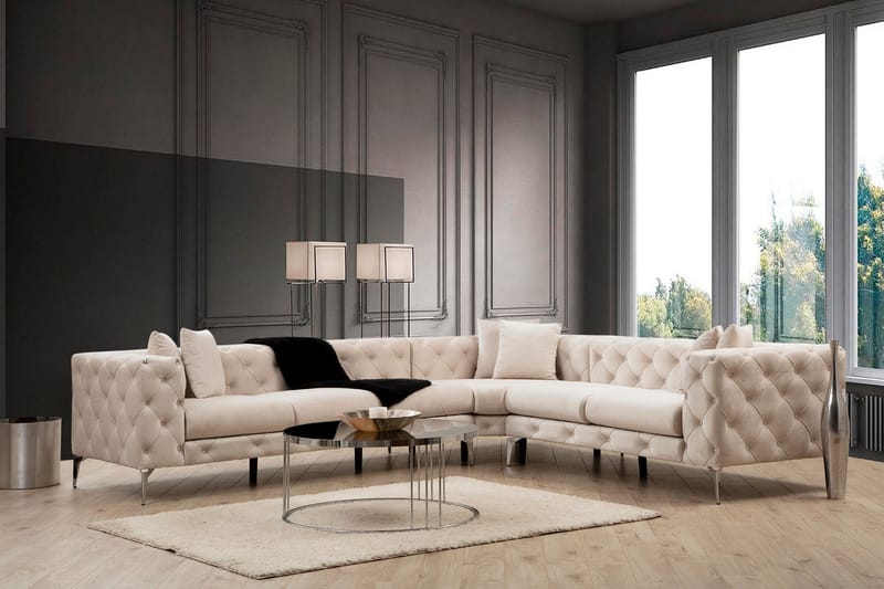 Hörnsoffa Canunda 6-sits - Beige - Möbler - Soffa - Hörnsoffa - Chesterfield hörnsoffa