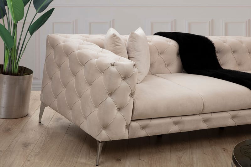 Hörnsoffa Canunda 6-sits - Beige - Möbler - Soffa - Hörnsoffa - Chesterfield hörnsoffa