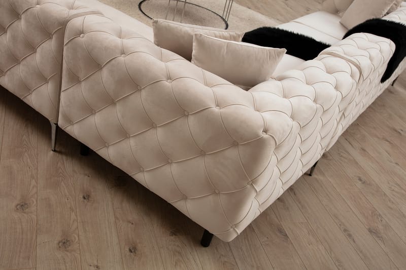 Hörnsoffa Canunda 6-sits - Beige - Möbler - Soffa - Hörnsoffa - Chesterfield hörnsoffa