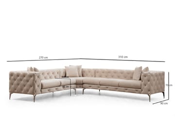 Hörnsoffa Canunda 6-sits - Beige - Möbler - Soffa - Hörnsoffa - Chesterfield hörnsoffa