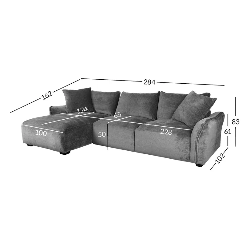 Hörnsoffa Denvi Vänster - Grå - Möbler - Soffa - Hörnsoffa - Hörnsoffa med divan