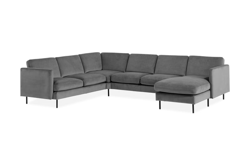 Hörnsoffa Elion med Divan Höger Sammet - Ljusgrå - Möbler - Soffa - Hörnsoffa - Hörnsoffa med divan