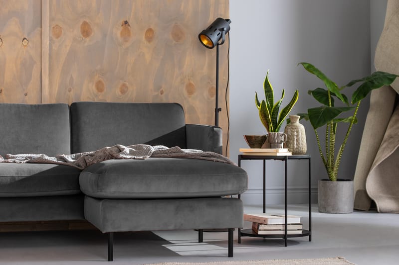 Hörnsoffa Elion med Divan Höger Sammet - Ljusgrå - Möbler - Soffa - Hörnsoffa - Hörnsoffa med divan
