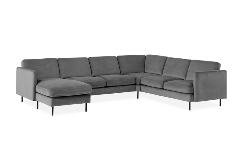 Hörnsoffa Elion med Divan Vänster Sammet - Ljusgrå - Möbler - Soffa - Hörnsoffa - Hörnsoffa med divan