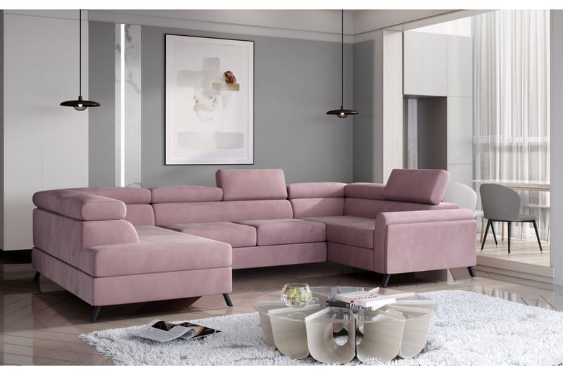 Hörnsoffa Escuain med Schäslong Vänster - Rosa - Möbler - Soffa - Hörnsoffa