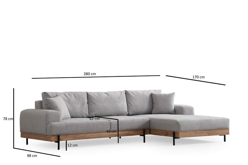 Hörnsoffa Eti 3-sits - Grå - Möbler - Soffa - Hörnsoffa
