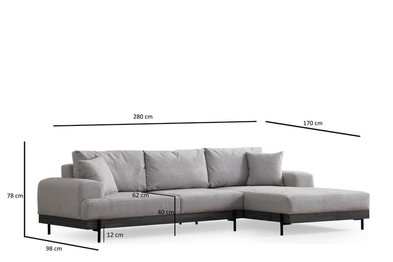 Hörnsoffa Eti 3-sits - Grå - Möbler - Soffa - Hörnsoffa
