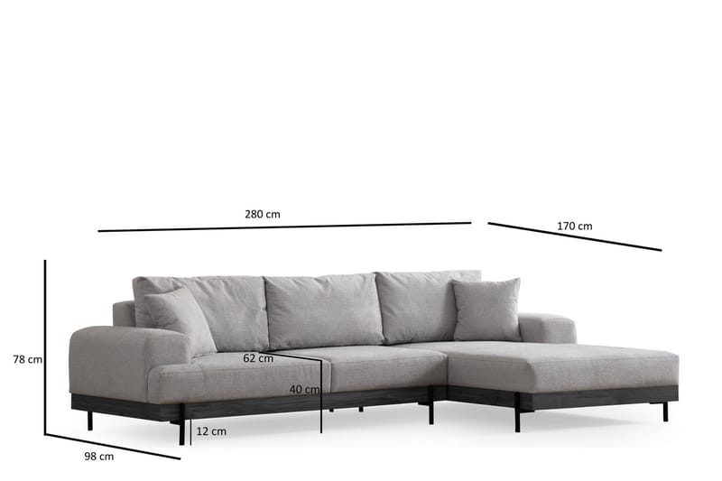 Hörnsoffa Eti 3-sits - Grå - Hörnsoffa