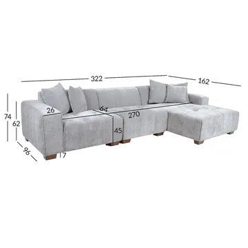 Hörnsoffa Hjelor Höger - Ljusgrå - Möbler - Soffa - Hörnsoffa - Hörnsoffa med divan