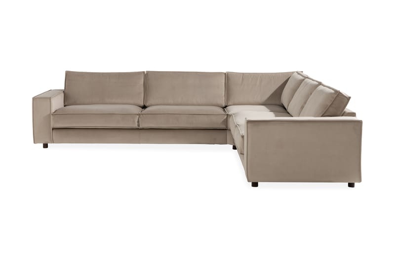 Hörnsoffa Leonora Large Sammet - Beige - Sammetssoffa - Hörnsoffa