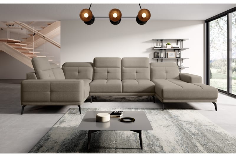 Hörnsoffa m. Divan Hagami - Beige - Möbler - Soffa - Hörnsoffa - Hörnsoffa med divan