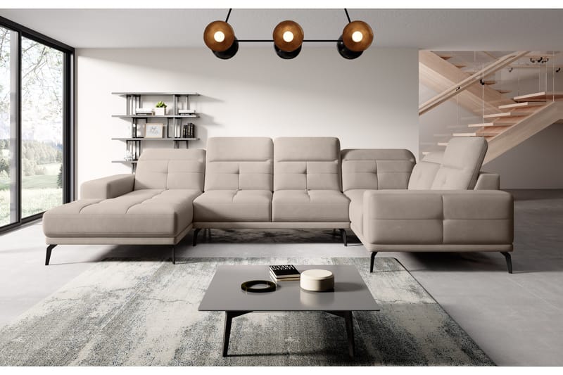 Hörnsoffa m. Divan Hagami - Beige - Möbler - Soffa - Hörnsoffa - Hörnsoffa med divan