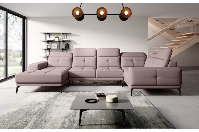 Hörnsoffa m. Divan Hagami - Ljusrosa - Möbler - Soffa - Hörnsoffa - Hörnsoffa med divan