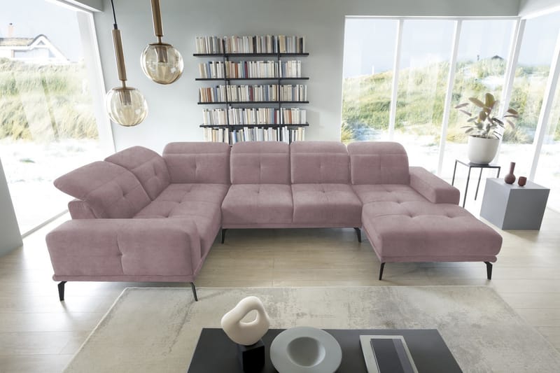 Hörnsoffa m. Divan Hagami - Ljusrosa - Möbler - Soffa - Hörnsoffa - Hörnsoffa med divan