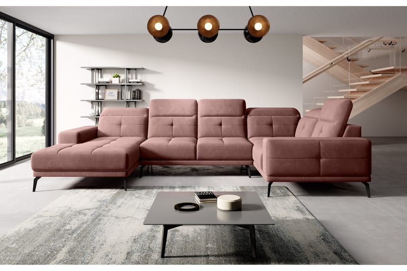 Hörnsoffa m. Divan Hagami - Rosa - Möbler - Soffa - Hörnsoffa - Hörnsoffa med divan