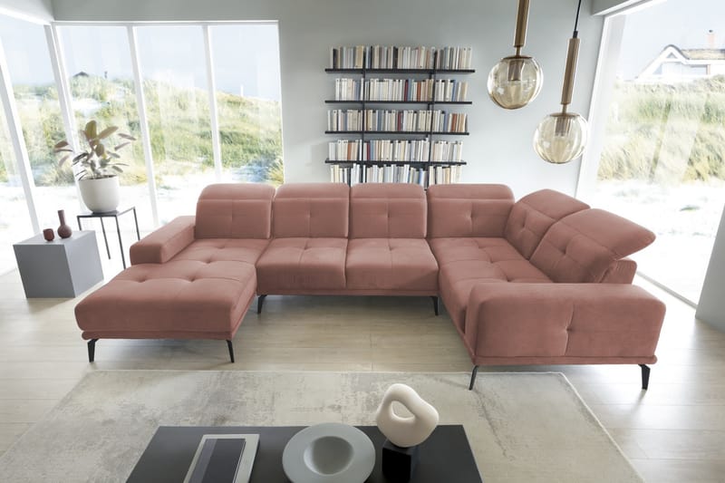 Hörnsoffa m. Divan Hagami - Rosa - Möbler - Soffa - Hörnsoffa - Hörnsoffa med divan