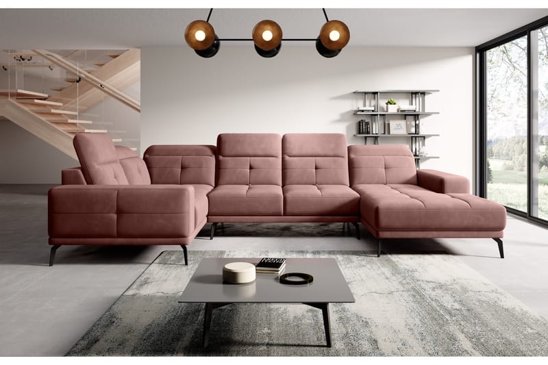 Hörnsoffa m. Divan Hagami - Rosa - Möbler - Soffa - Hörnsoffa - Hörnsoffa med divan