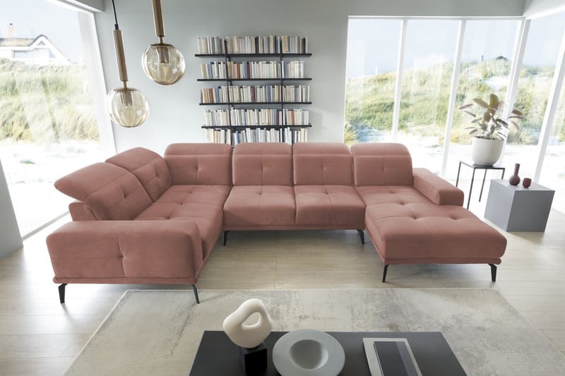 Hörnsoffa m. Divan Hagami - Rosa - Möbler - Soffa - Hörnsoffa - Hörnsoffa med divan