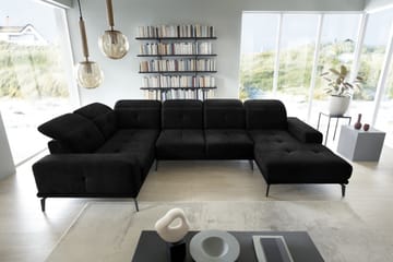 Hörnsoffa m. Divan Hagami - Svart - Möbler - Soffa - Hörnsoffa - Hörnsoffa med divan