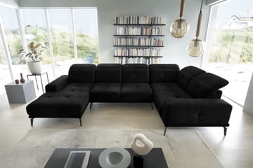 Hörnsoffa m. Divan Hagami - Svart - Möbler - Soffa - Hörnsoffa - Hörnsoffa med divan