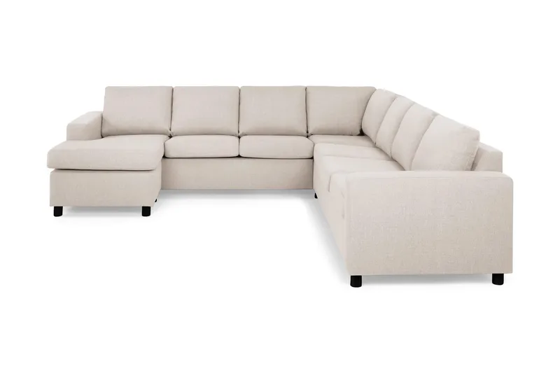 Crazy 6-sits Vänstervänd U-formad Large Hörnsoffa med divan i Tyg, Beige