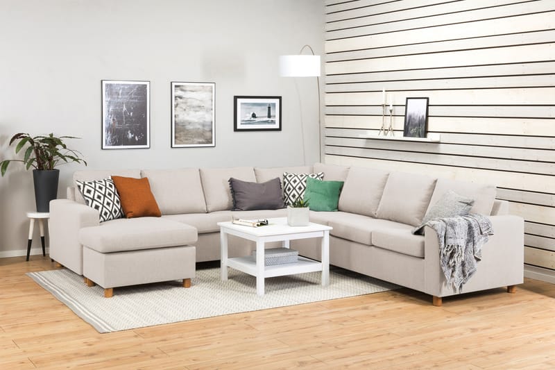 Crazy 6-sits Vänstervänd U-formad Large Hörnsoffa med divan i Tyg - Beige - Möbler - Soffa - Hörnsoffa - Hörnsoffa med divan