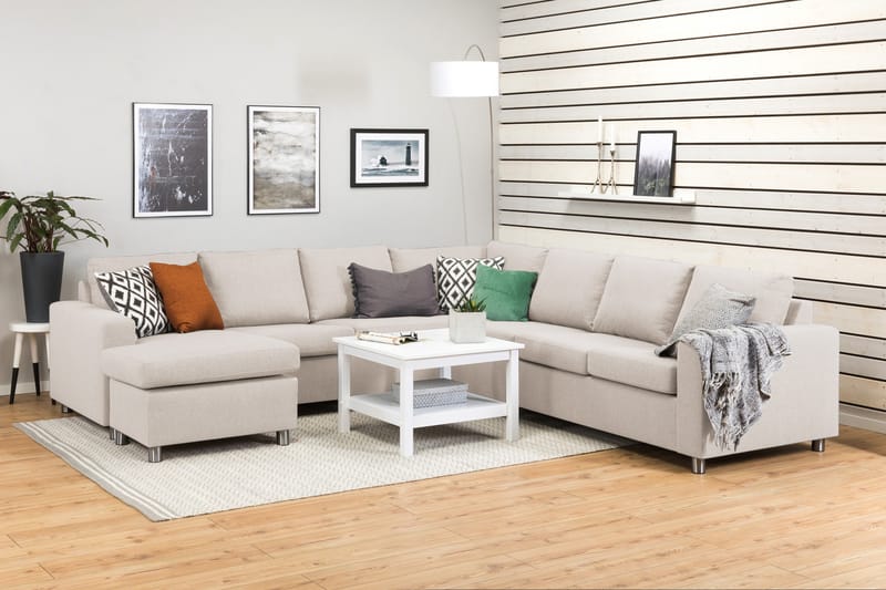 Crazy 6-sits Vänstervänd U-formad Large Hörnsoffa med divan i Tyg - Beige - Möbler - Soffa - Hörnsoffa - Hörnsoffa med divan