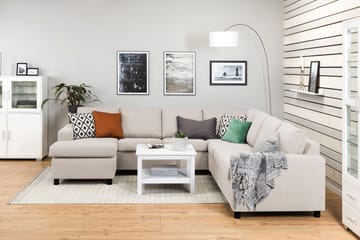 Crazy 6-sits Vänstervänd U-formad Large Hörnsoffa med divan i Tyg - Beige - Möbler - Soffa - Hörnsoffa - Hörnsoffa med divan