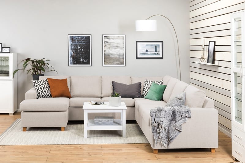 Crazy 6-sits Vänstervänd U-formad Large Hörnsoffa med divan i Tyg - Beige - Möbler - Soffa - Hörnsoffa - Hörnsoffa med divan