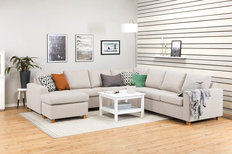 Crazy 6-sits Vänstervänd U-formad Large Hörnsoffa med divan i Tyg - Beige - Möbler - Soffa - Hörnsoffa - Hörnsoffa med divan