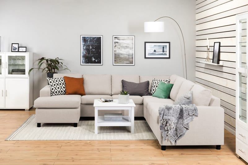 Crazy 6-sits Vänstervänd U-formad Large Hörnsoffa med divan i Tyg - Beige - Möbler - Soffa - Hörnsoffa - Hörnsoffa med divan