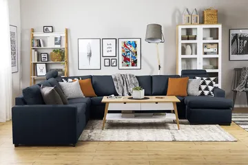 Crazy 7-sits Högervänd U-formad XX-Large Hörnsoffa med divan i Tyg - Blå - Möbler - Soffa - Hörnsoffa - Hörnsoffa med divan