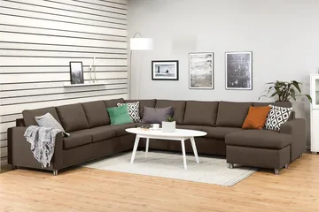 Crazy 7-sits Högervänd U-formad XX-Large Hörnsoffa med divan i Tyg - Brun - Möbler - Soffa - Hörnsoffa - Hörnsoffa med divan