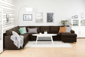 Crazy 7-sits Högervänd U-formad XX-Large Hörnsoffa med divan i Tyg - Brun - Möbler - Soffa - Hörnsoffa - Hörnsoffa med divan