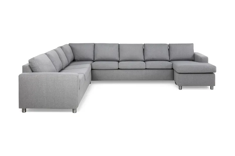 Crazy 7-sits Högervänd U-formad XX-Large Hörnsoffa med divan i Tyg, Grå