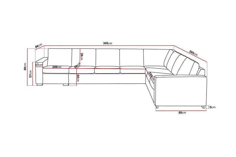 Crazy 7-sits Vändbar L-formad XX-Large Hörnsoffa i Tyg - Brun - Möbler - Soffa - Hörnsoffa