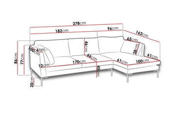 Divansoffa Octavius 278x162x86 cm - Svart/Grå - Möbler - Soffa - Hörnsoffa - Hörnsoffa med divan