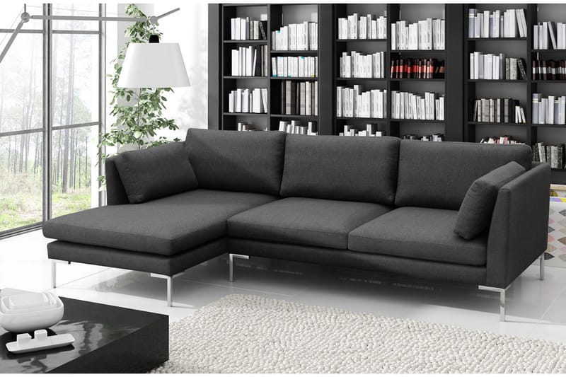 Divansoffa Octavius 278x162x86 cm - Svart/Grå - Möbler - Soffa - Hörnsoffa - Hörnsoffa med divan