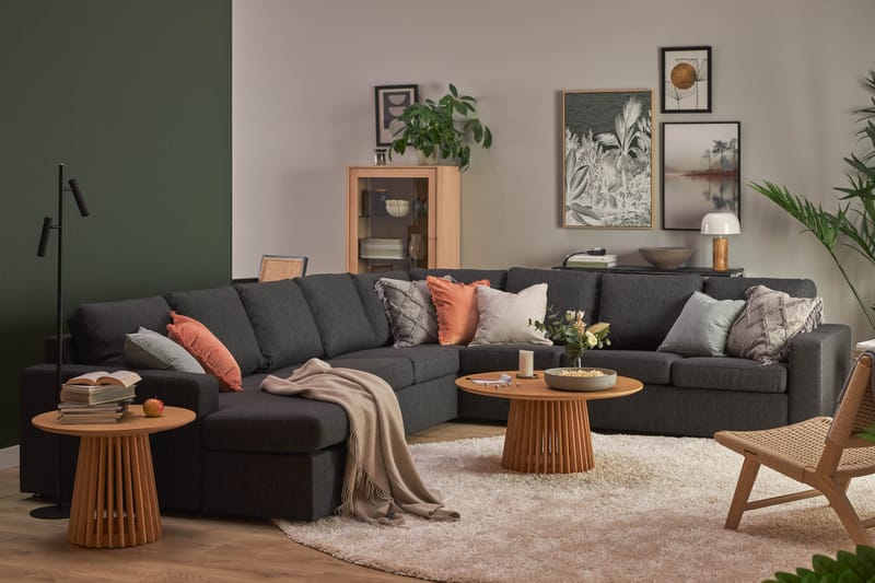 Hörnsoffa med Divan Nevada 4+3 Vändbar - Svart|Grå - Möbler - Soffa - Hörnsoffa - Hörnsoffa med divan