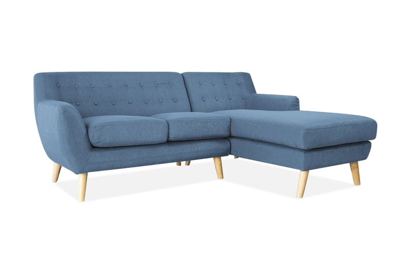 Hörnsoffa Motala 140 cm - Blå - 3 sits soffa med divan - Divansoffa & schäslongsoffa