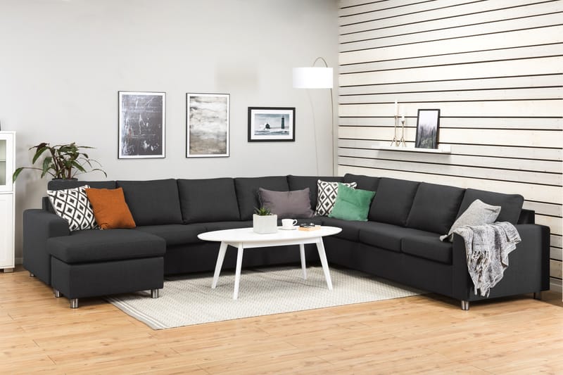 Hörnsoffa Nevada XXL med Divan Vänster - Antracit - Möbler - Soffa - Hörnsoffa - Hörnsoffa med divan