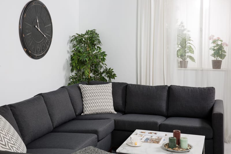Hörnsoffa Yen med Divan Vändbar - Mörkgrå - Möbler - Soffa - Hörnsoffa - Hörnsoffa med divan